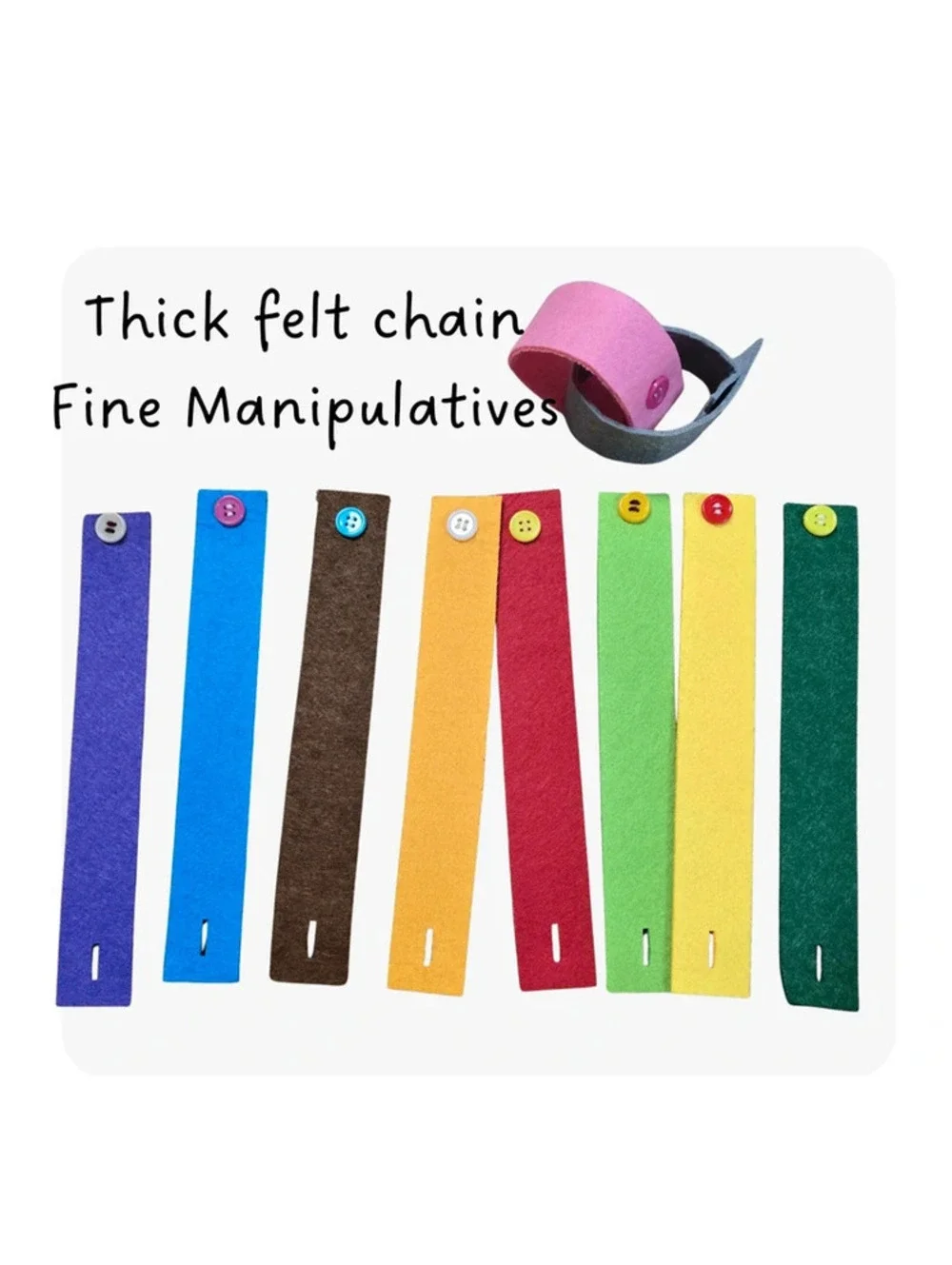 Montessori Thick Felt Button Chain Fine Motor Skills Toddler Learning Activity